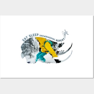 Eat Sleep Snowboarding Repeat Posters and Art